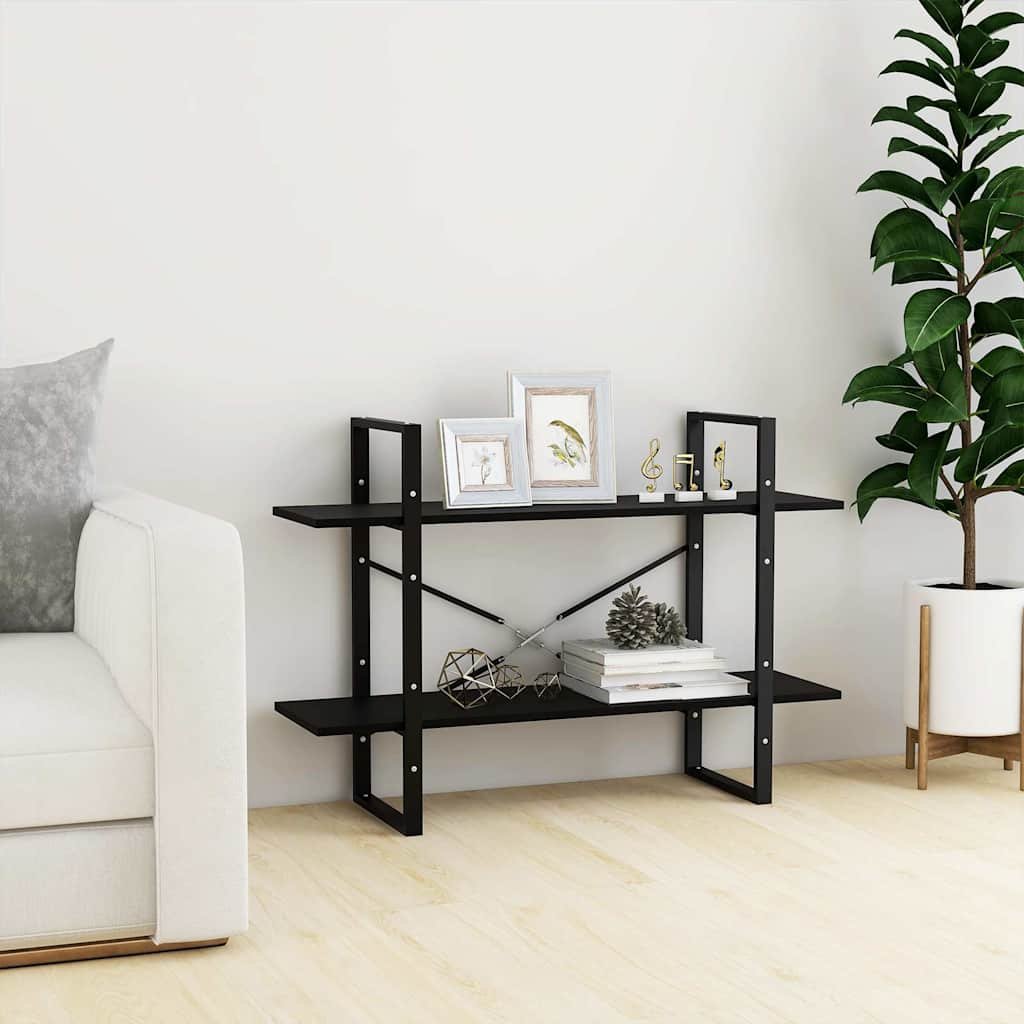 vidaXL 2-tasoinen kirjahylly musta 100x30x70 cm täysi mänty