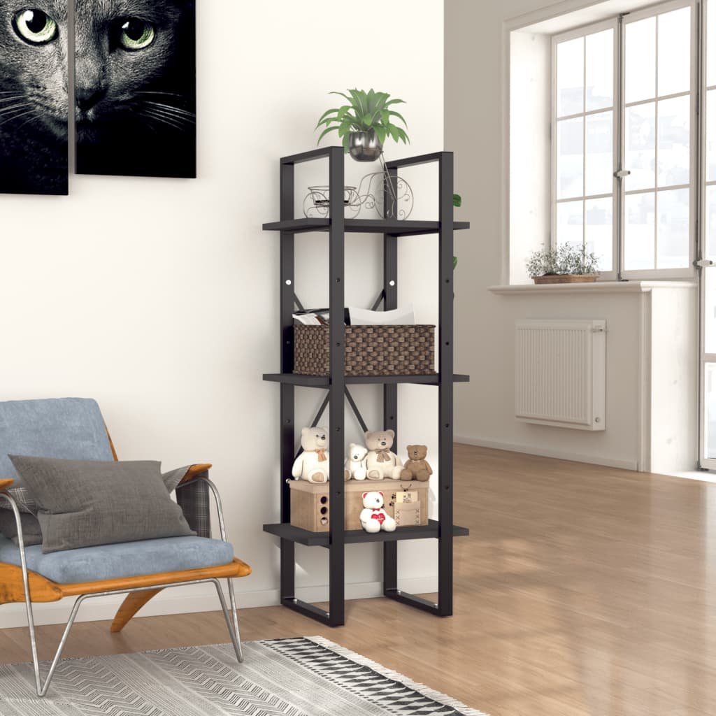 vidaXL 3-tasoinen kirjahylly harmaa 40x30x105 cm tekninen puu