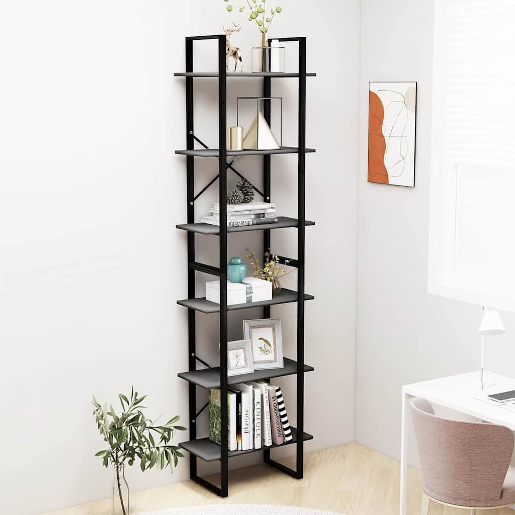 vidaXL Säilytyshylly harmaa 60x30x210 cm tekninen puu