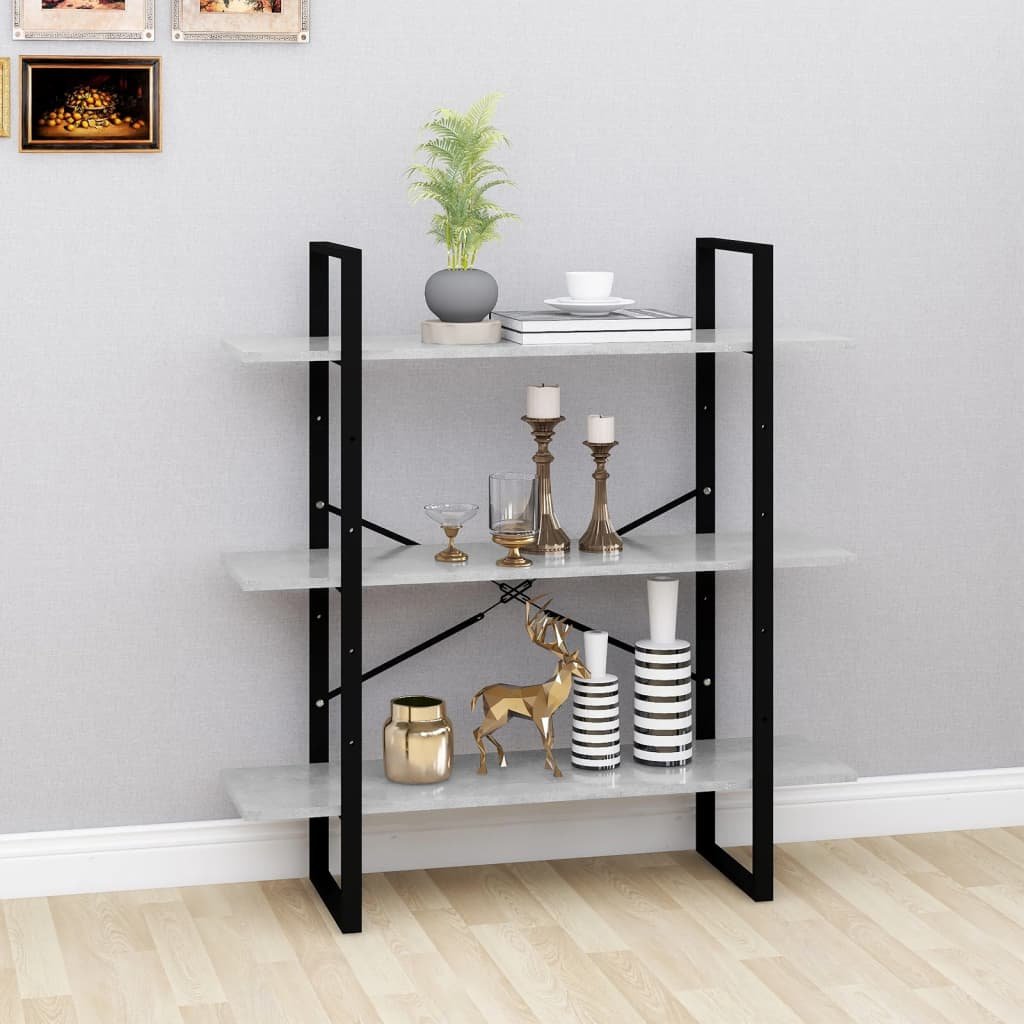 vidaXL Kirjahylly betoninharmaa 100x30x105 cm tekninen puu