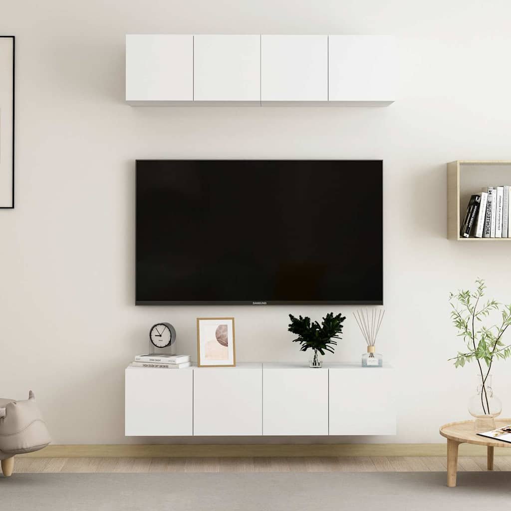 vidaXL TV-tasot 4 kpl valkoinen 60x30x30 cm tekninen puu