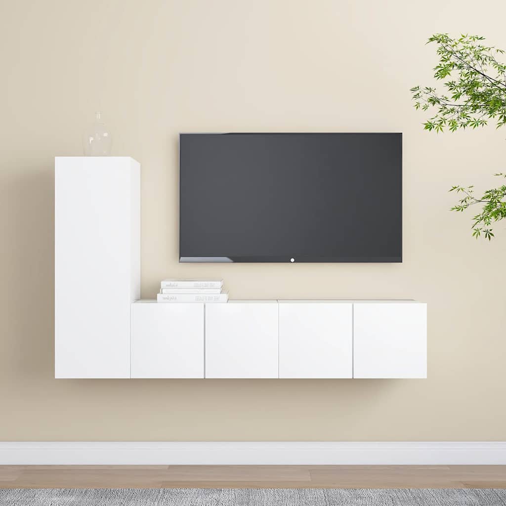 vidaXL 3-osainen TV-kaappisarja valkoinen tekninen puu