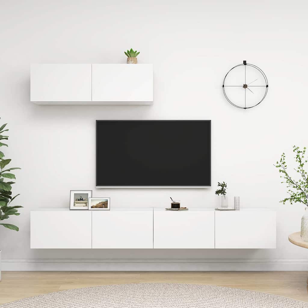 vidaXL TV-taso 3 kpl valkoinen tekninen puu