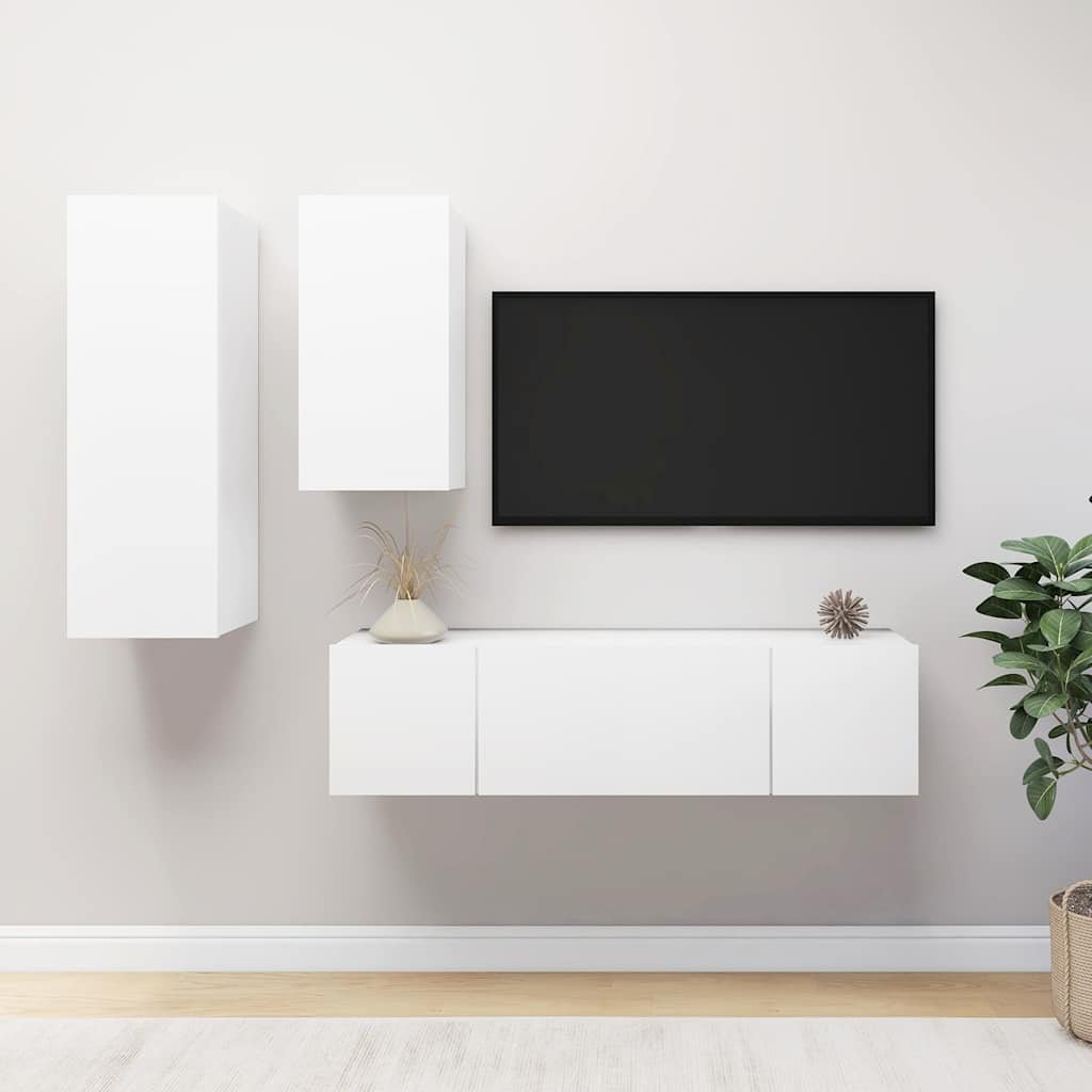 vidaXL 4-osainen TV-kaappisarja valkoinen tekninen puu