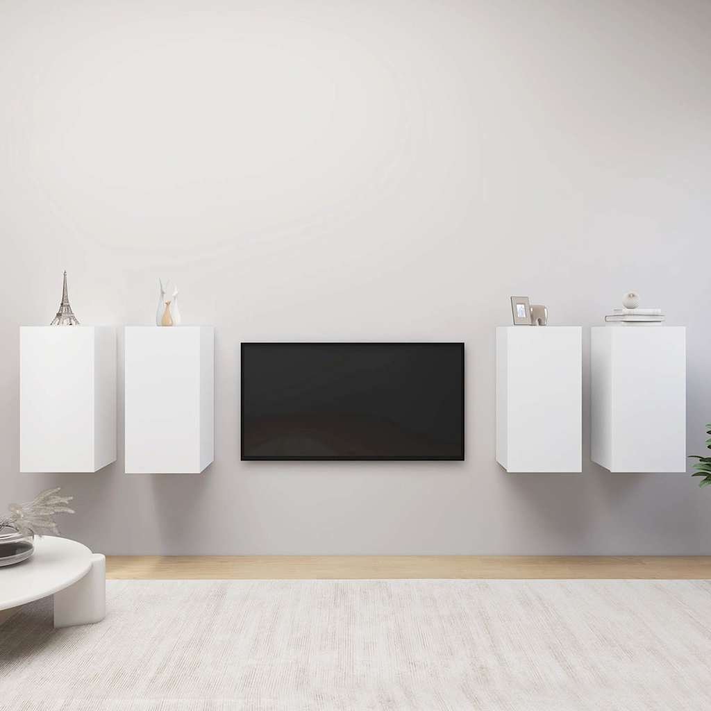 vidaXL TV-tasot 4 kpl valkoinen 30,5x30x60 cm tekninen puu