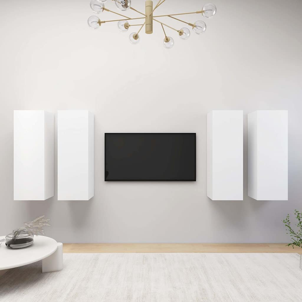 vidaXL TV-tasot 4 kpl valkoinen 30,5x30x90 cm tekninen puu