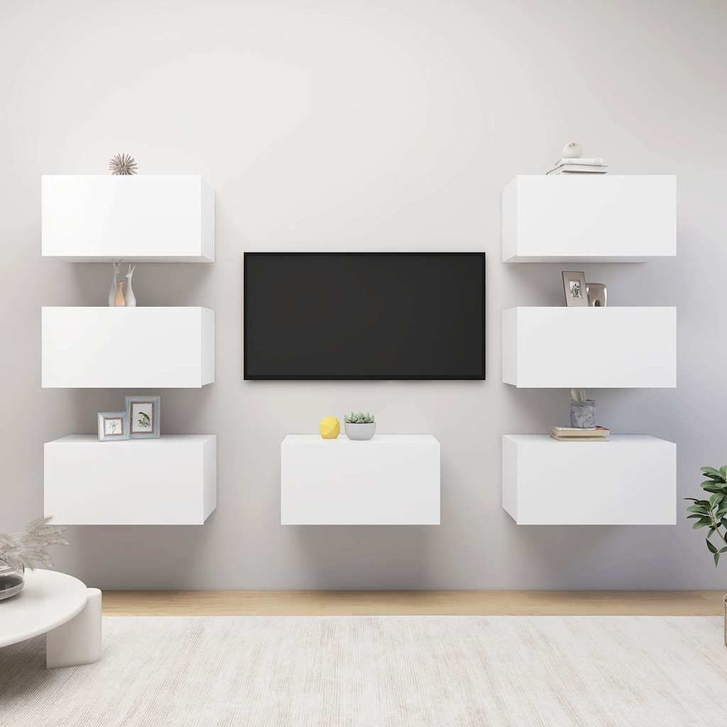 vidaXL TV-tasot 7 kpl valkoinen 30,5x30x60 cm tekninen puu