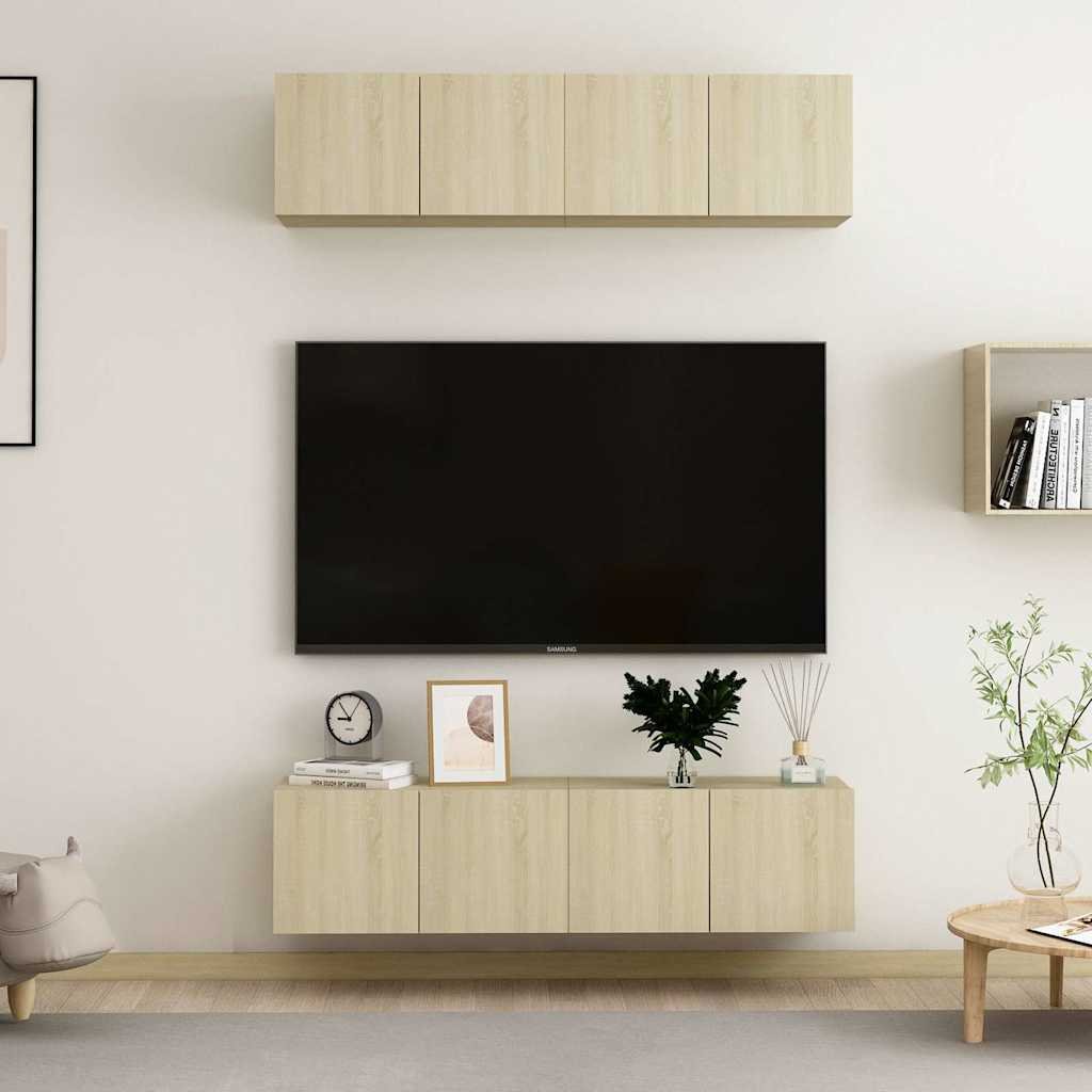 vidaXL TV-tasot 4 kpl Sonoma-tammi 60x30x30 cm tekninen puu