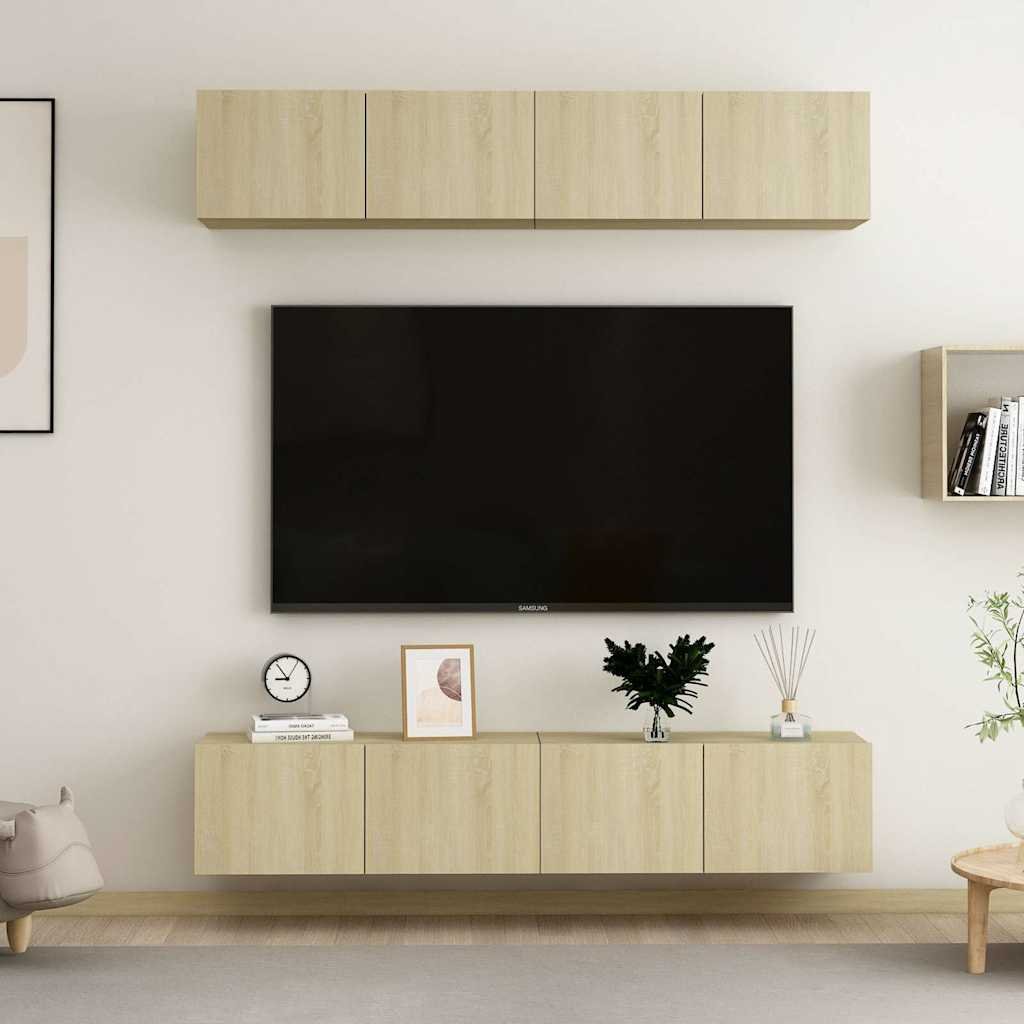 vidaXL TV-tasot 4 kpl Sonoma-tammi 80x30x30 cm tekninen puu