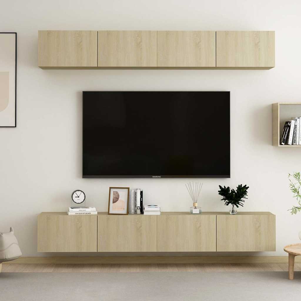 vidaXL TV-tasot 4 kpl Sonoma-tammi 100x30x30 cm tekninen puu