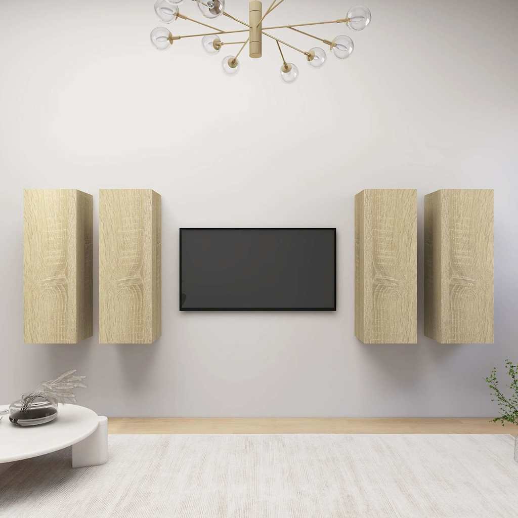 vidaXL TV-tasot 4 kpl Sonoma-tammi 30,5x30x90 cm tekninen puu