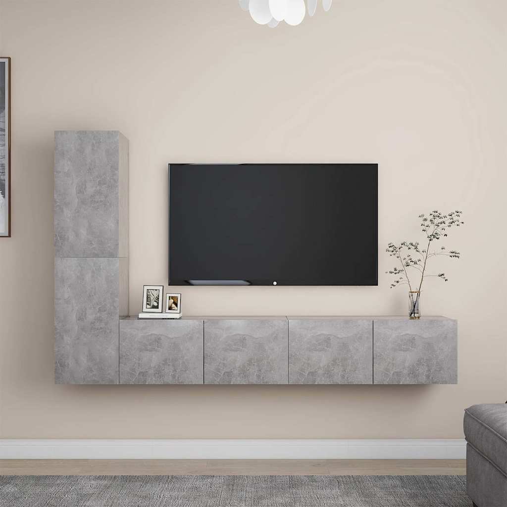 vidaXL 4-osainen TV-kaappisarja betoninharmaa lastulevy