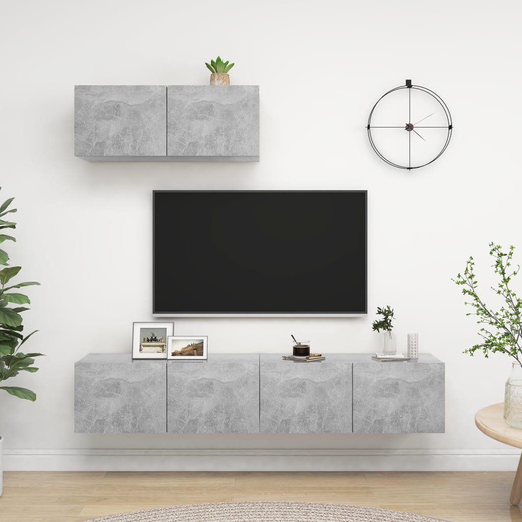 vidaXL TV-taso 3 kpl betoninharmaa tekninen puu