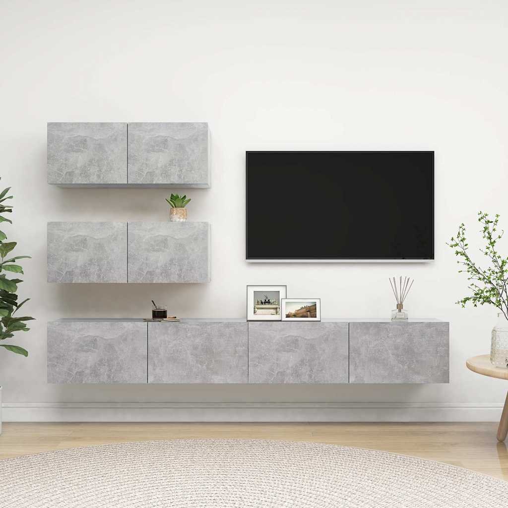 vidaXL 4-osainen TV-kaappisarja betoninharmaa tekninen puu