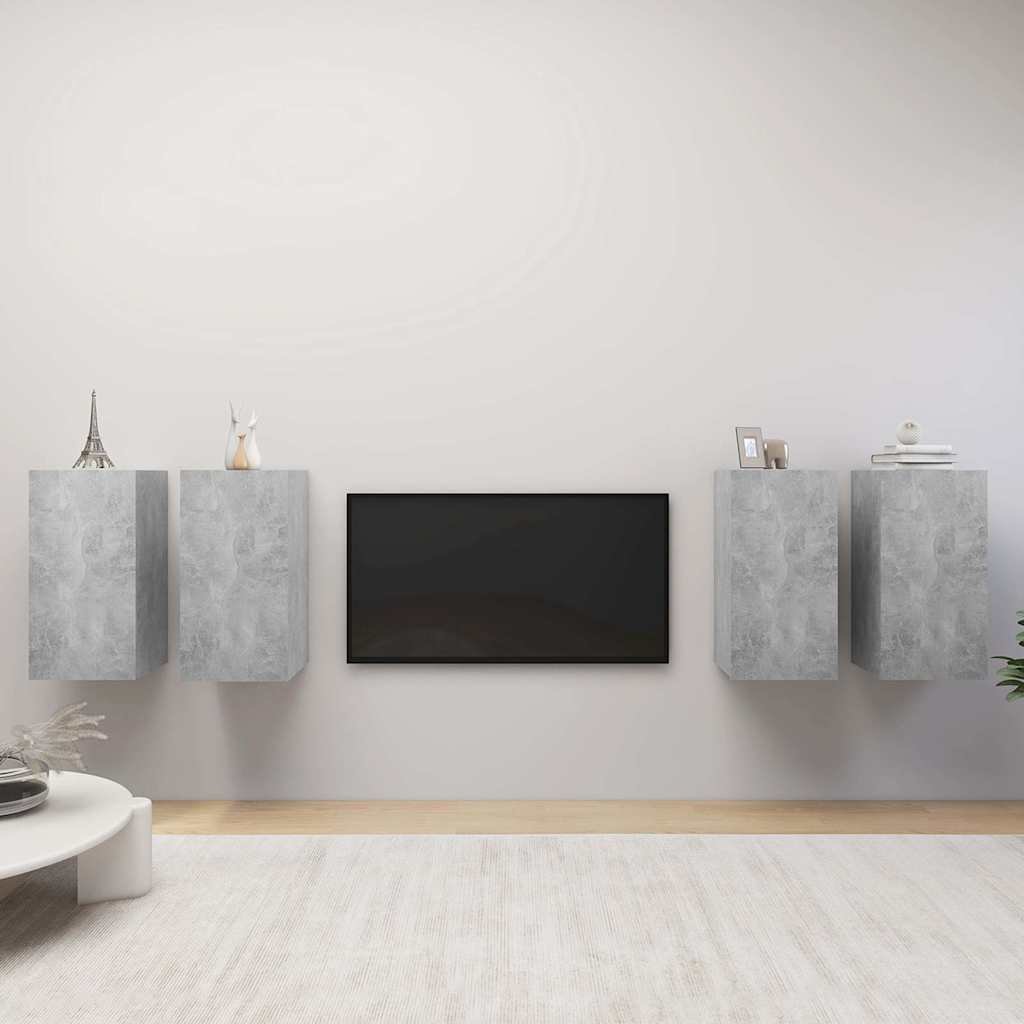 vidaXL TV-tasot 4 kpl betoninharmaa 30,5x30x60 cm lastulevy