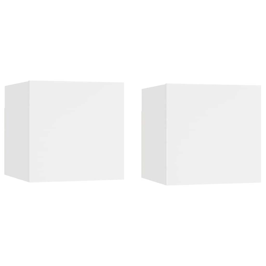 vidaXL Yöpöydät 2 kpl valkoinen 30,5x30x30 cm tekninen puu