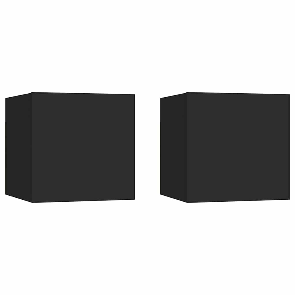 vidaXL Yöpöydät 2 kpl musta 30,5x30x30 cm tekninen puu