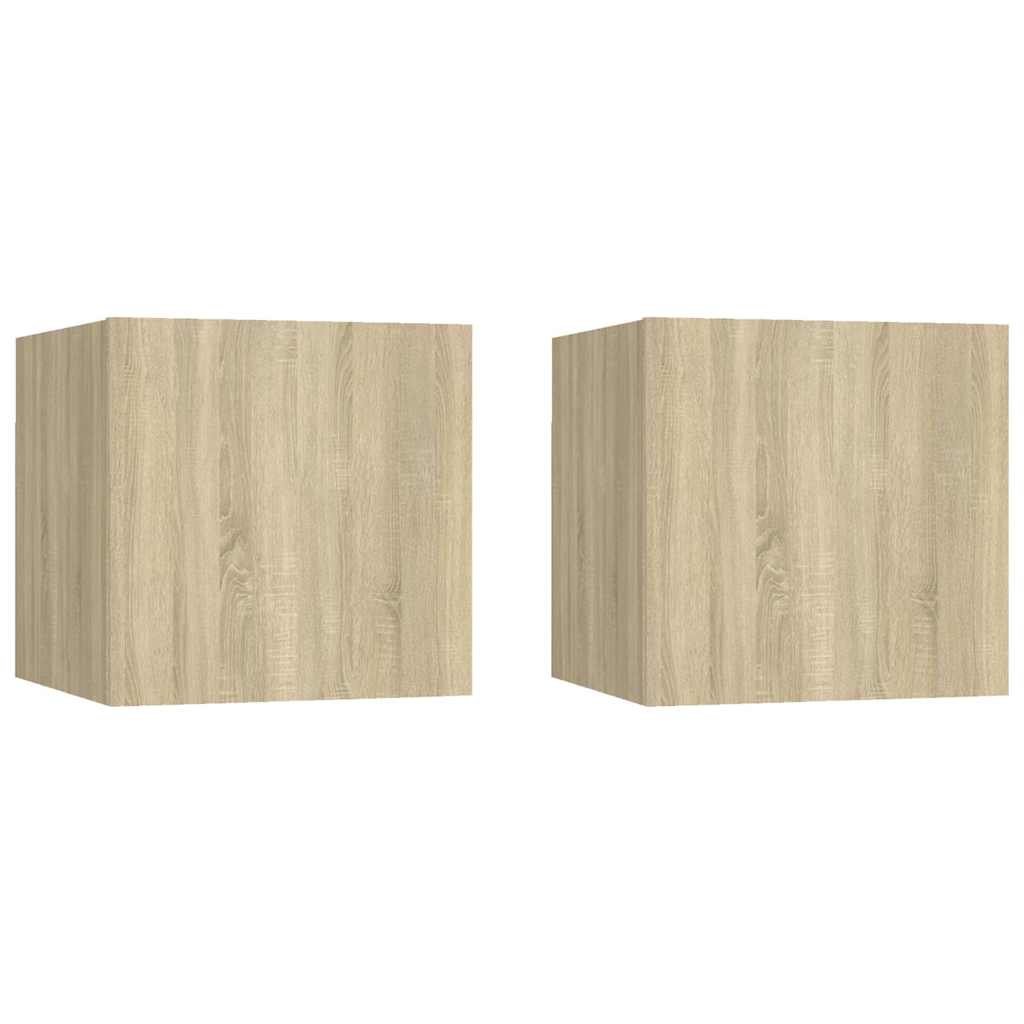vidaXL Yöpöydät 2 kpl Sonoma-tammi 30,5x30x30 cm tekninen puu