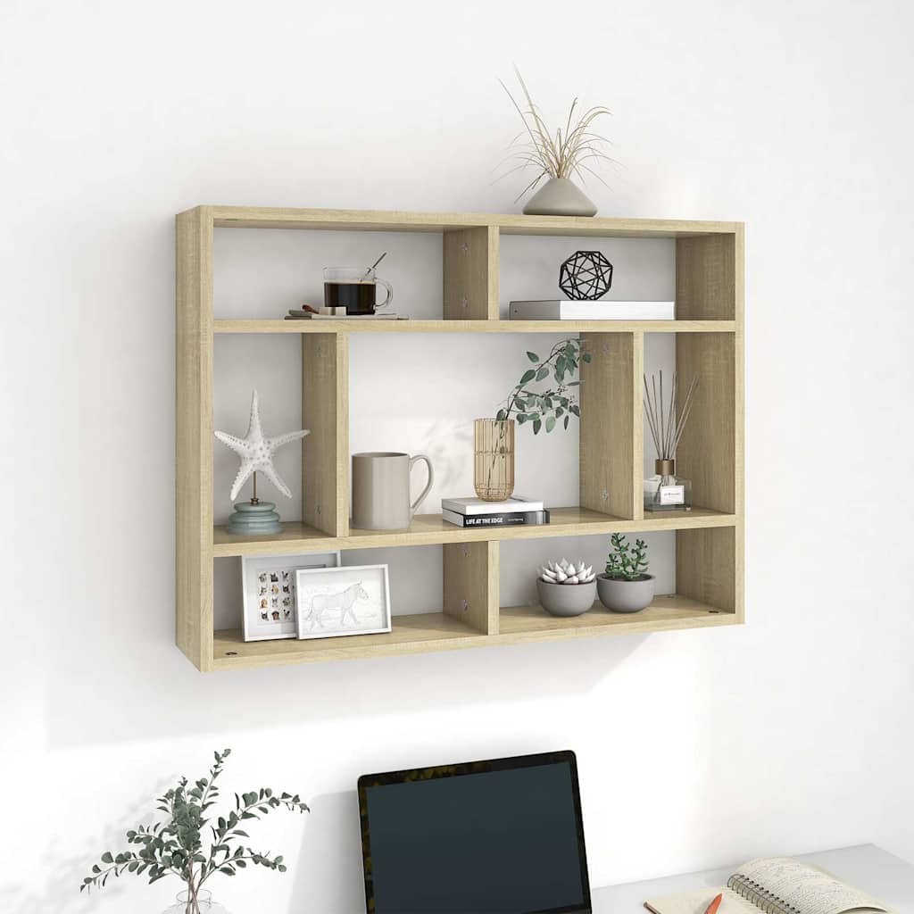 vidaXL Seinähylly Sonoma-tammi 75x16x55 cm tekninen puu