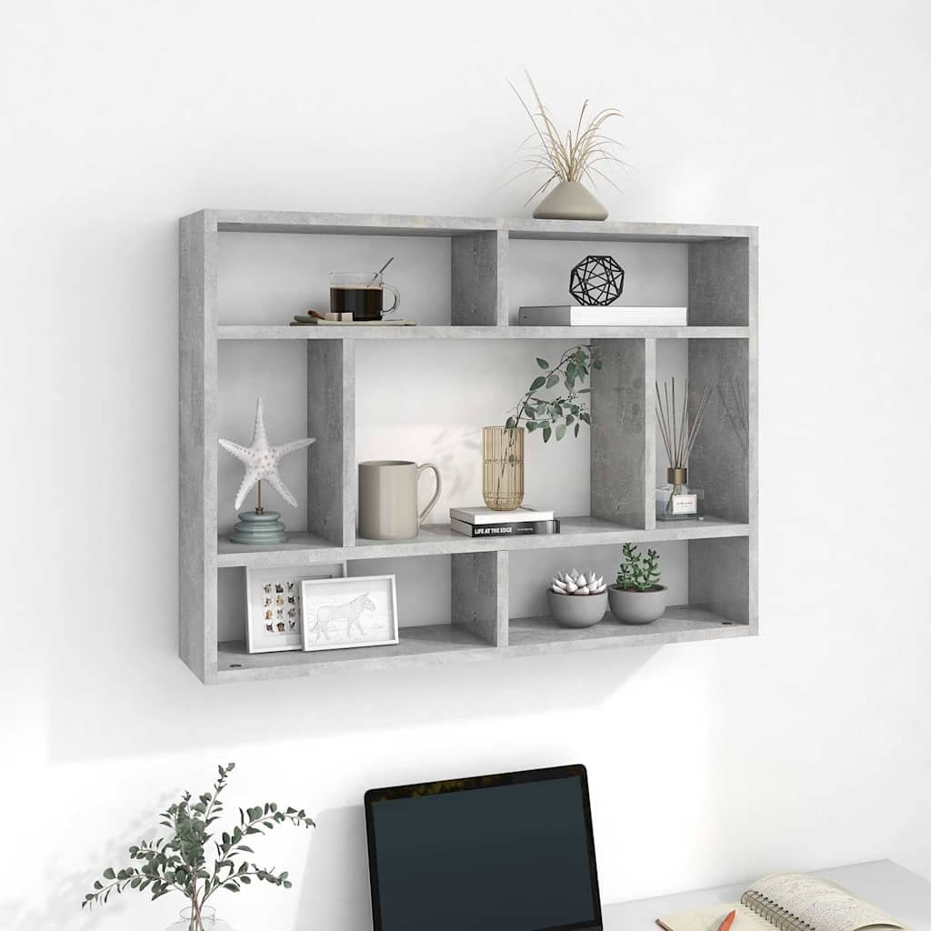 vidaXL Seinähylly betoninharmaa 75x16x55 cm tekninen puu