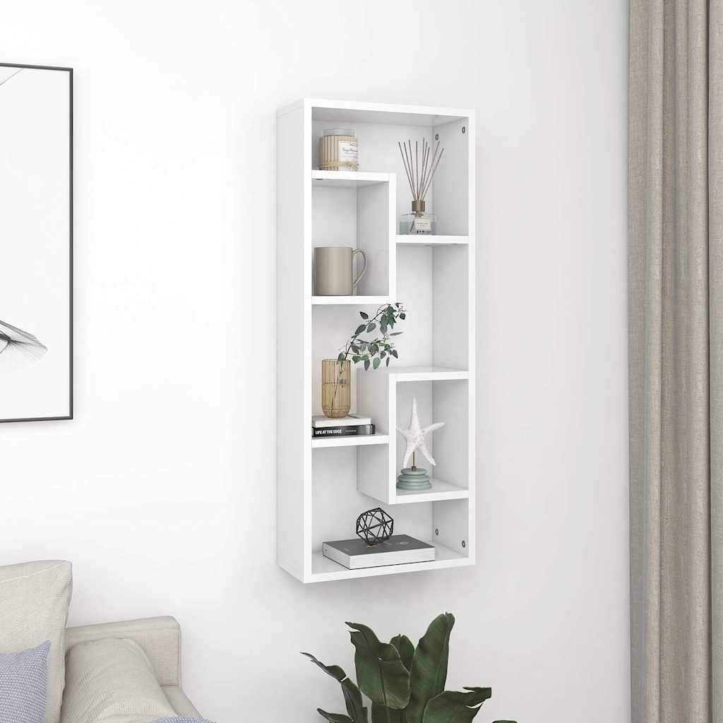 vidaXL Seinähylly valkoinen 36x16x90 cm tekninen puu