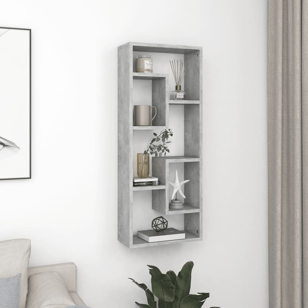 vidaXL Seinähylly betoninharmaa 36x16x90 cm tekninen puu