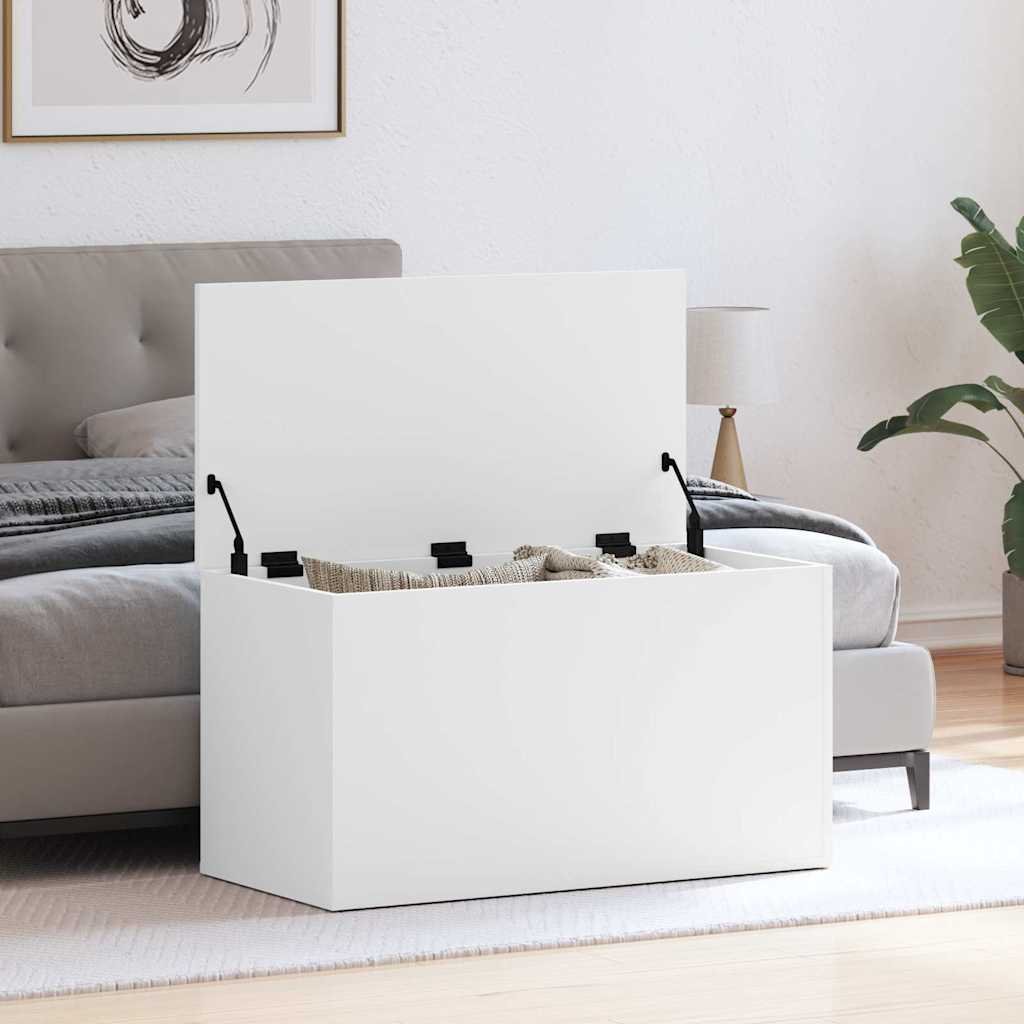 vidaXL Säilytysarkku valkoinen 84x42x46 cm tekninen puu