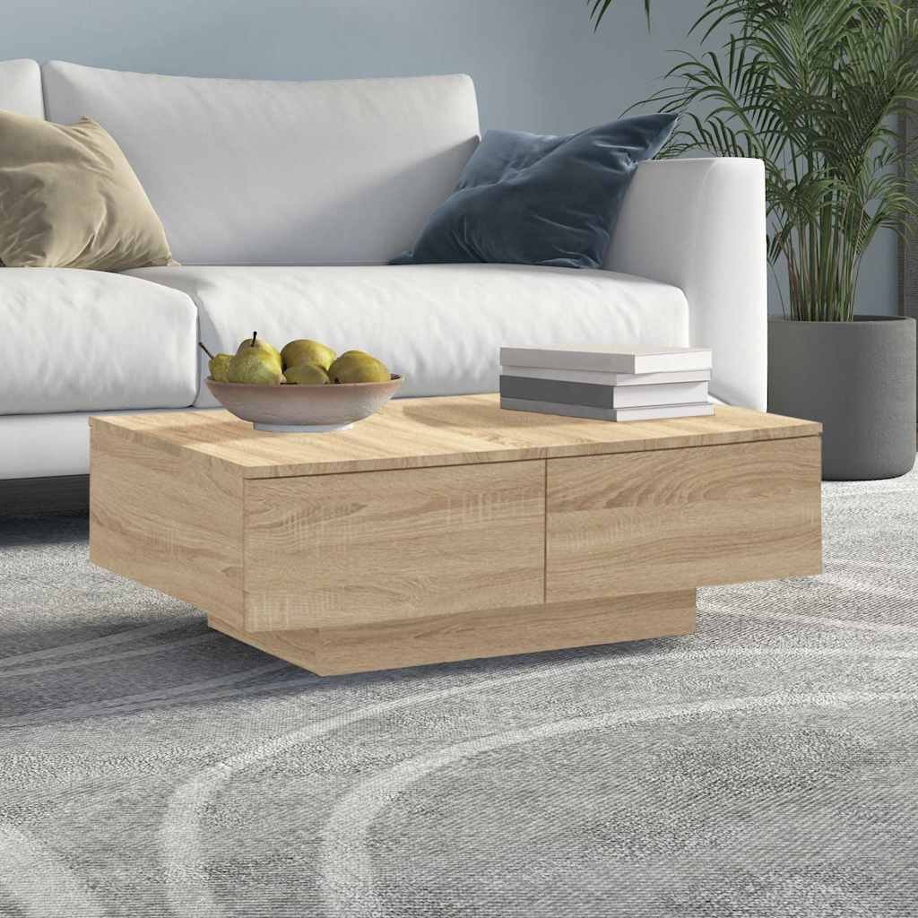 vidaXL Sohvapöytä Sonoma-tammi 90x60x31 cm teknisestä puusta