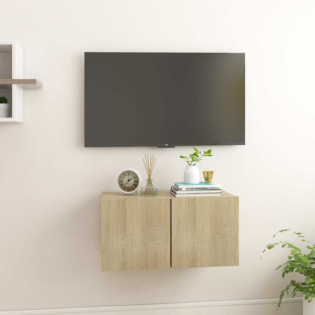 vidaXL Seinäkiinnitettävä TV-taso Sonoma-tammi 60x30x30 cm