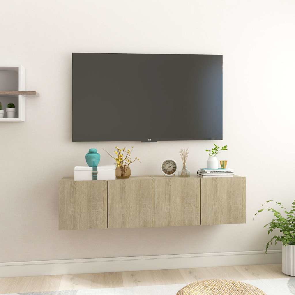 vidaXL Seinäkiinnitettävät TV-tasot 2 kpl Sonoma tammi 60x30x30cm