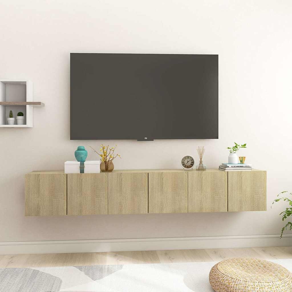 vidaXL Seinäkiinnitettävät TV-tasot 3 kpl Sonoma-tammi 60x30x30 cm