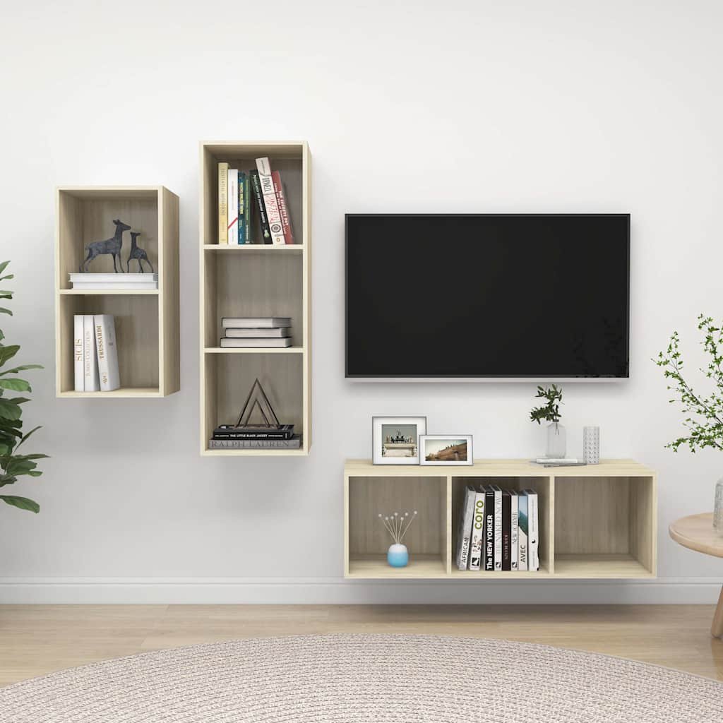 vidaXL 3-osainen TV-kaappisarja Sonoma-tammi tekninen puu