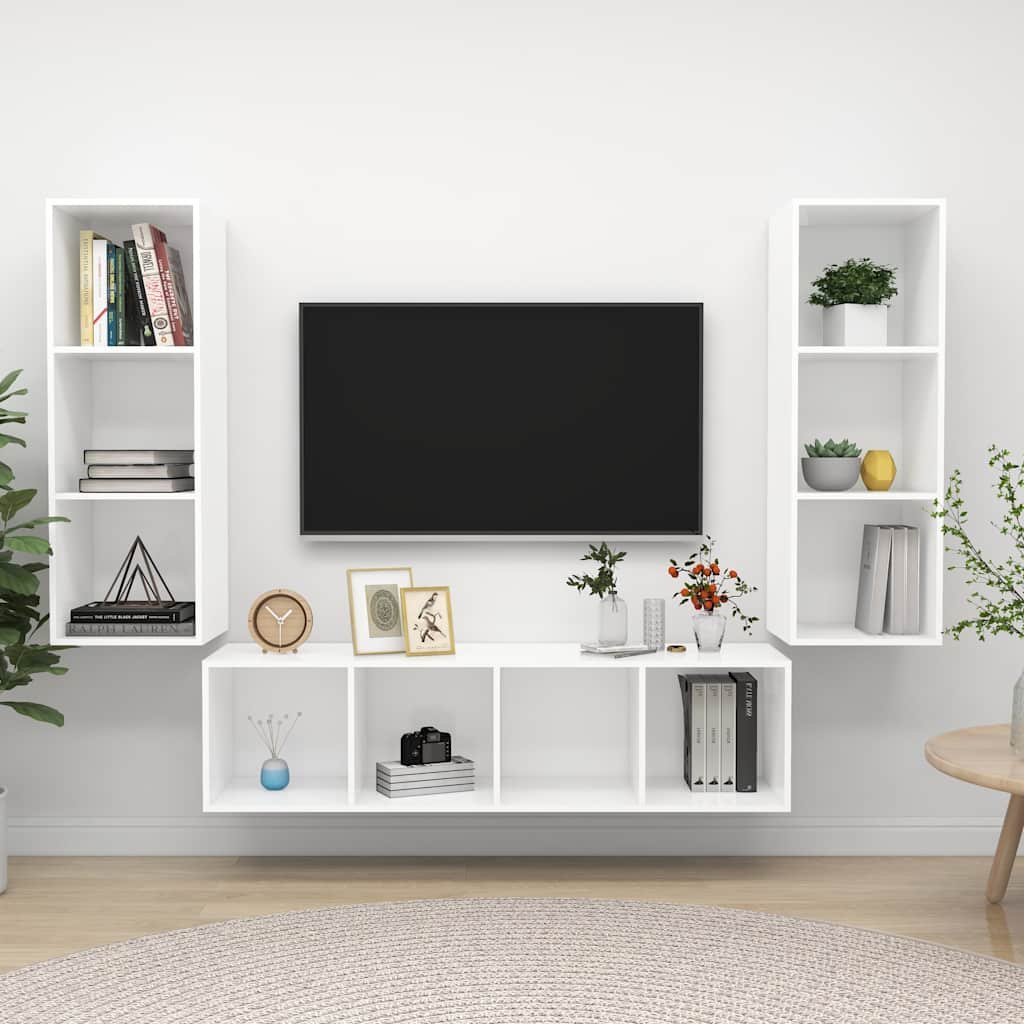 vidaXL 3-osainen TV-kaappisarja valkoinen lastulevy