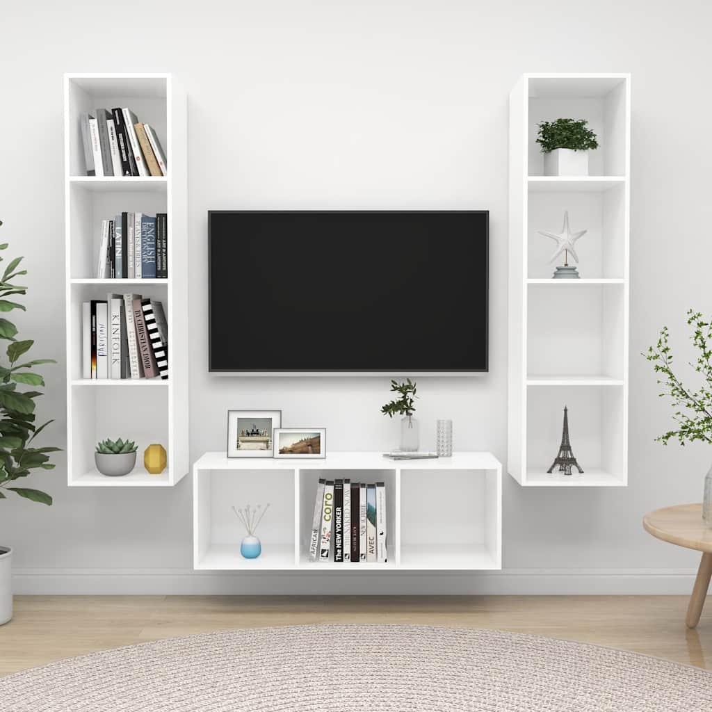 vidaXL 3-osainen TV-kaappisarja valkoinen lastulevy