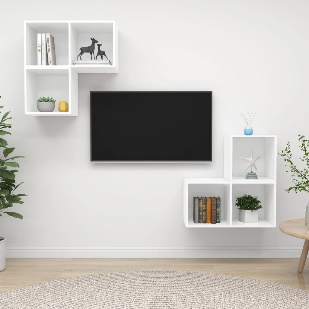 vidaXL 4-osainen TV-kaappisarja valkoinen tekninen puu