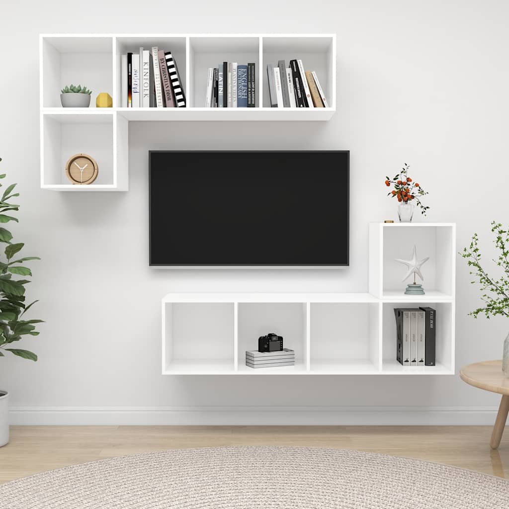 vidaXL 4-osainen TV-kaappisarja valkoinen lastulevy