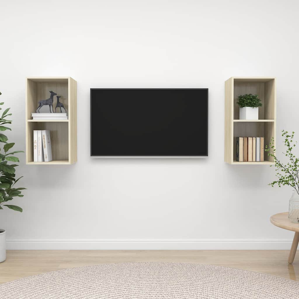 vidaXL Seinäkiinnitettävät TV-tasot 2 kpl Sonoma-tammi tekninen puu