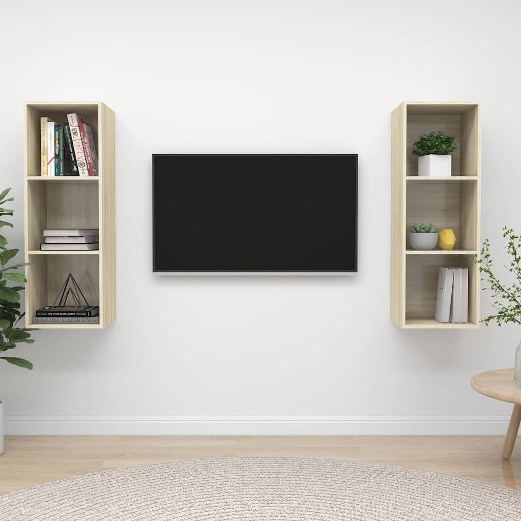 vidaXL Seinäkiinnitettävät TV-tasot 2 kpl Sonoma-tammi tekninen puu
