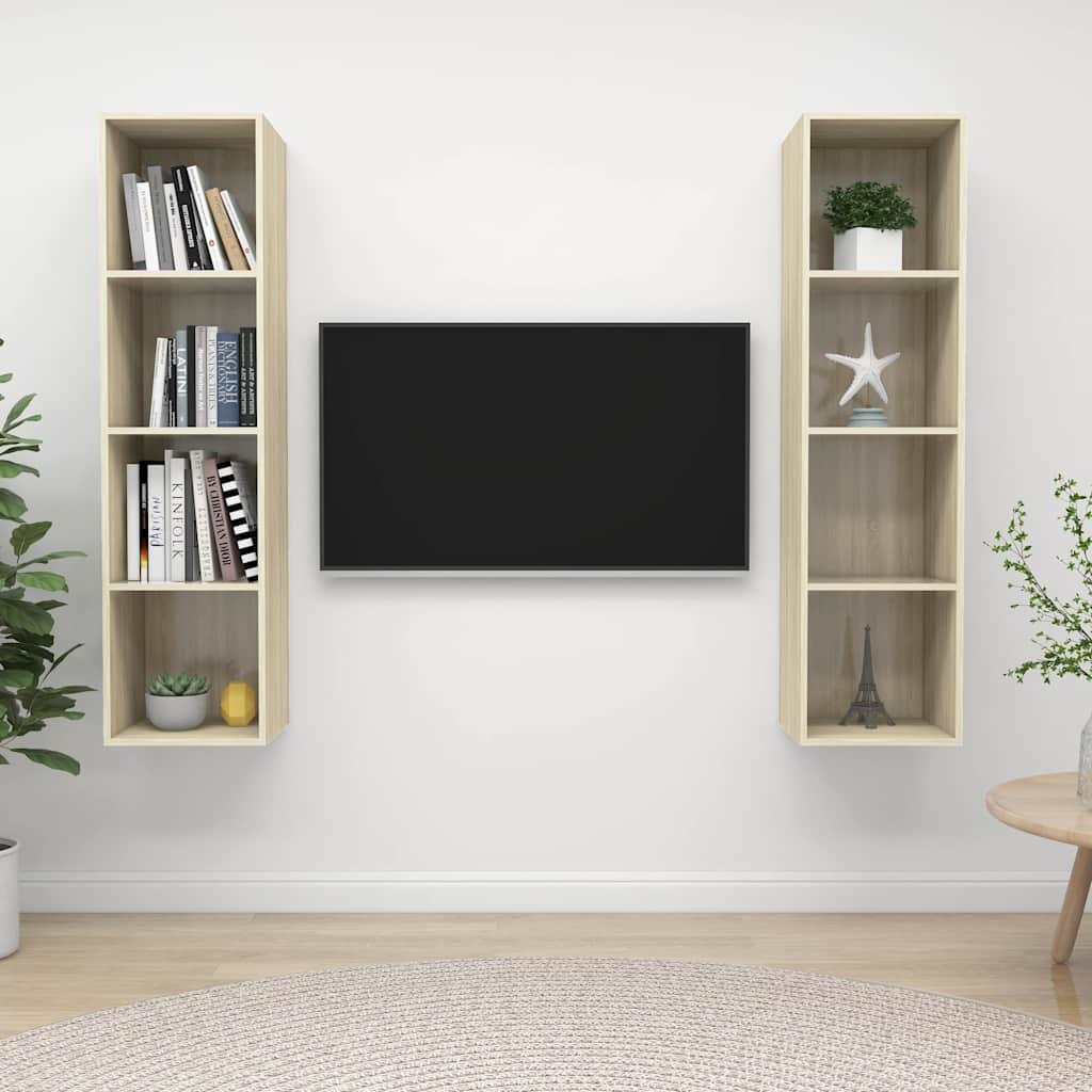 vidaXL Seinäkiinnitettävät TV-tasot 2 kpl Sonoma-tammi tekninen puu