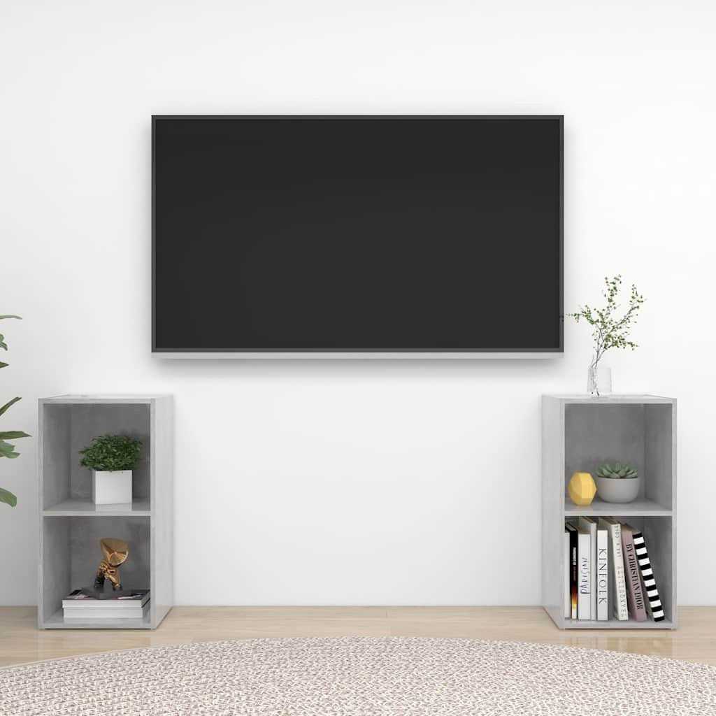 vidaXL TV-tasot 2 kpl betoninharmaa 72x35x36,5 cm tekninen puu