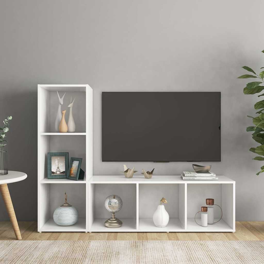 vidaXL TV-tasot 2 kpl valkoinen 107x35x37 cm lastulevy