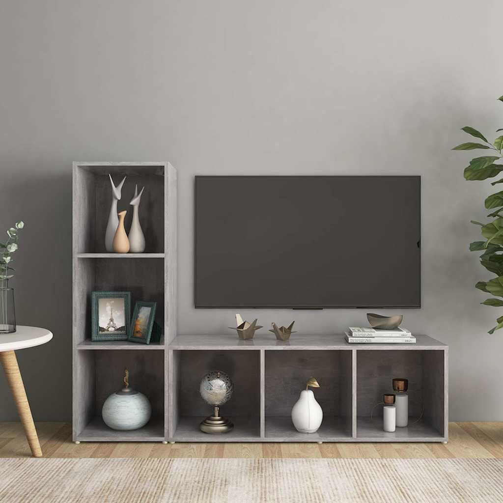 vidaXL TV-tasot 2 kpl betoninharmaa 107x35x37 cm lastulevy
