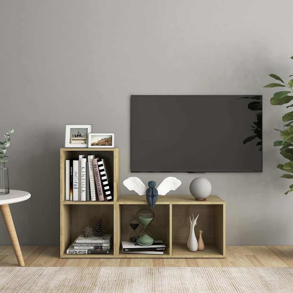 vidaXL TV-tasot 2 kpl Sonoma-tammi 72x35x36,5 cm tekninen puu