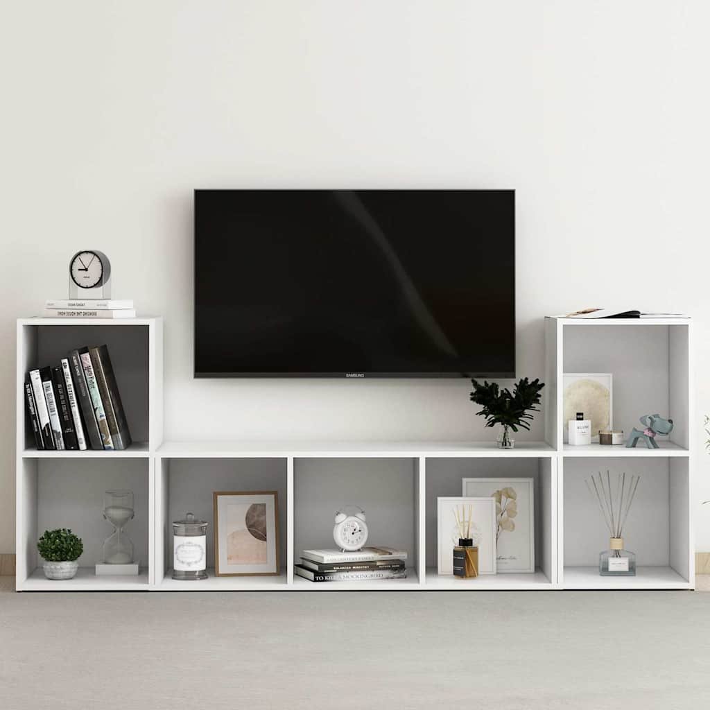 vidaXL 3-osainen TV-kaappisarja valkoinen lastulevy