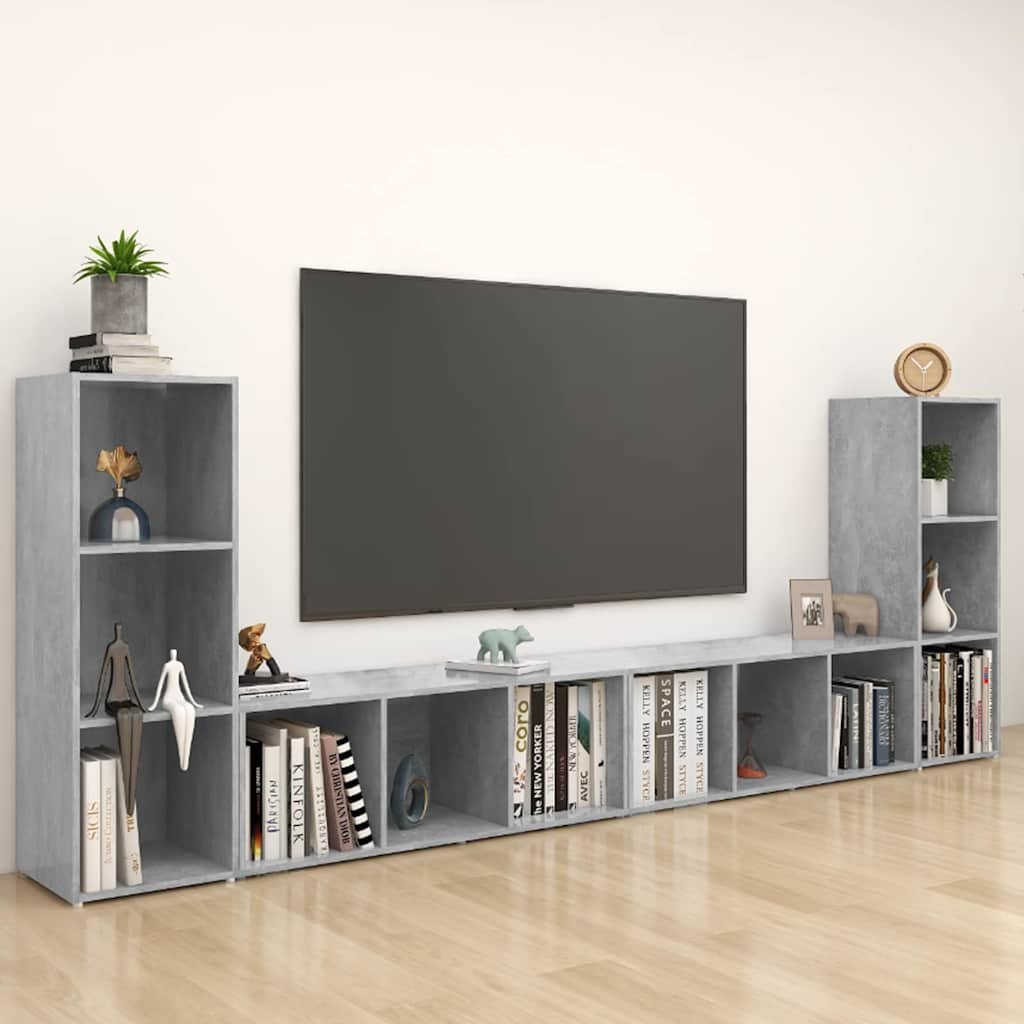 vidaXL TV-tasot 4 kpl betoninharmaa 107x35x37 cm lastulevy