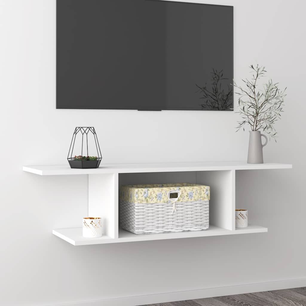 vidaXL Seinäkiinnitettävä TV-taso valkoinen 103x30x26,5 cm