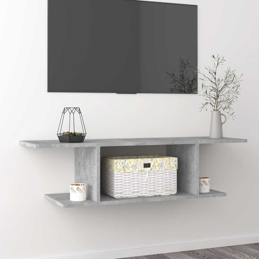 vidaXL Seinäkiinnitettävä TV-taso betoninharmaa 103x30x26,5 cm