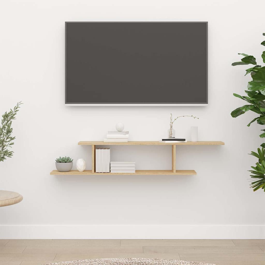 vidaXL Seinäkiinnitettävä TV-hylly Sonoma-tammi 125x18x23 cm puu