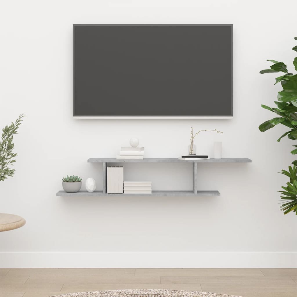 vidaXL Seinäkiinnitettävä TV-hylly harmaa 125x18x23 cm tekninen puu