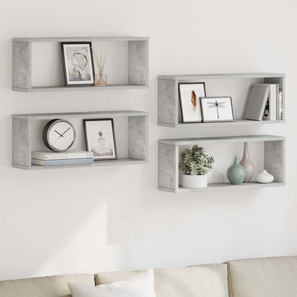 vidaXL Kuutioseinähyllyt 4 kpl betoninharmaa 60x15x23 cm tekninen puu